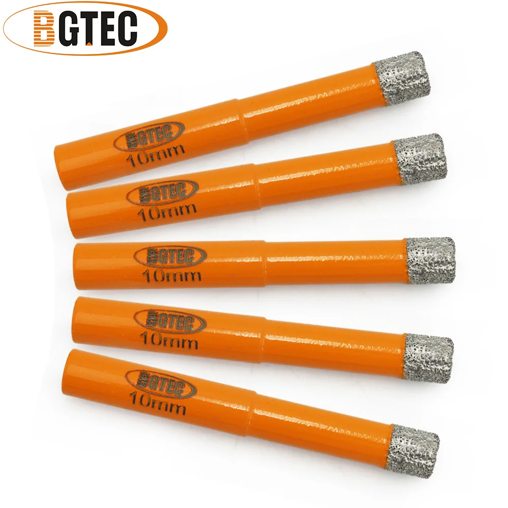 BGTEC 2pcs Dia 10 millimetri Dry Vuoto Brasato punte di Diamante trapano punte di perforazione con Rotonda shank Massoneria drill core bit