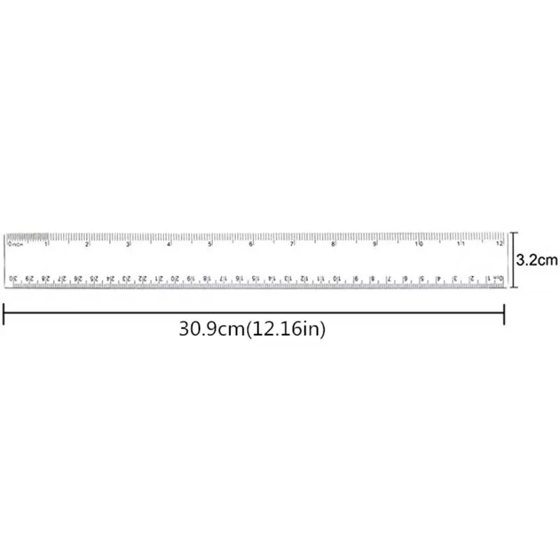 Regla de plástico transparente de 12 pulgadas, regla recta, herramienta de medición de plástico para estudiantes, escuela y oficina, 2 paquetes