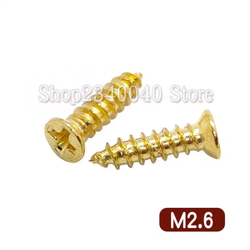 M2.6 Cross Head Self-Tapping Antique Screw With Hard Flat Head Wood Screw Gold Furniture Screws  Hand Tool 1pcs