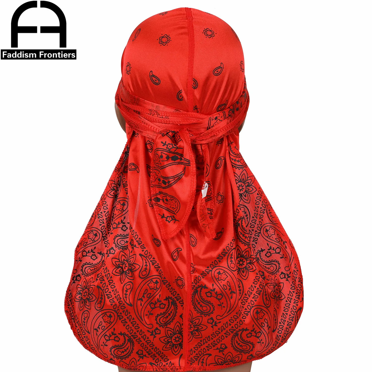 Premium Herren Seide Durag Paisley Design Druck Seidige Durags Lange Träger Kopfbedeckung Kopftuch Wellenkappe Headwrap Durags – Detail 7