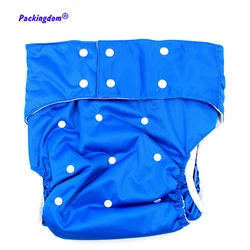 Pañal impermeable para adultos, pañal de tela para incontinencia, todo en un tamaño, ajustable, reutilizable, a la moda, color azul, con 2 insertos