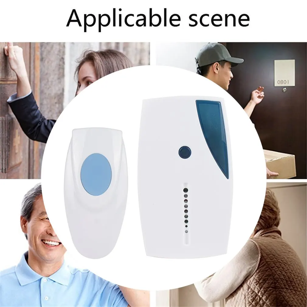 Wireless Doorbell 100m Range Cordless Music Door Bell With LED Light Remote Control Home Security System Easy Installation