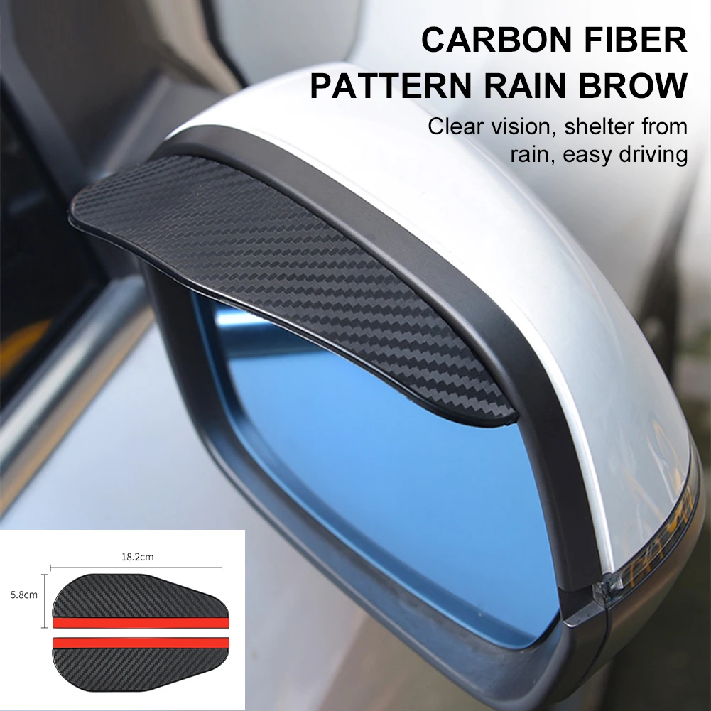 

2PCS Universal Car Rear View Mirror Rain Cover Sun Visor Eyebrow Carbon Fiber Side View Mirror Rain Guard Auto Accessories Part