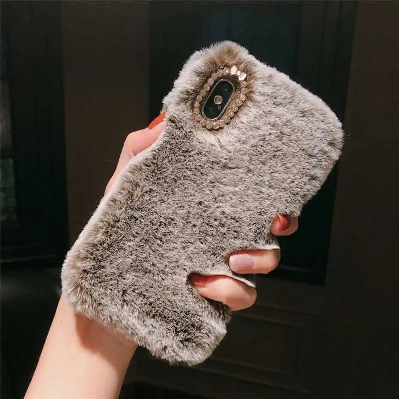 Luxury Fluffy Furry Plush Fur Phone Case for iPhone 13 12 11 Pro Max XR XS Max X 6 6s 7 8 Plus Silicone Covers for Women gift