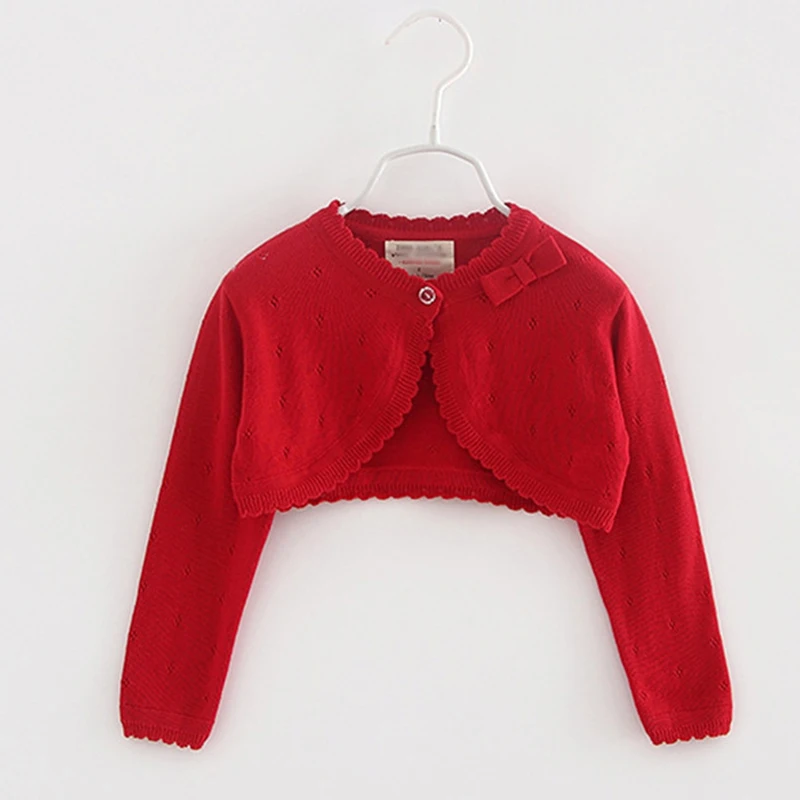 Autumn Knitted Cardigan Bow Red Baby Girls Cardigans Sweater Jacket Baby Girl Coat of 1-8 Years Old Outcoat Shawl Baby Clothes