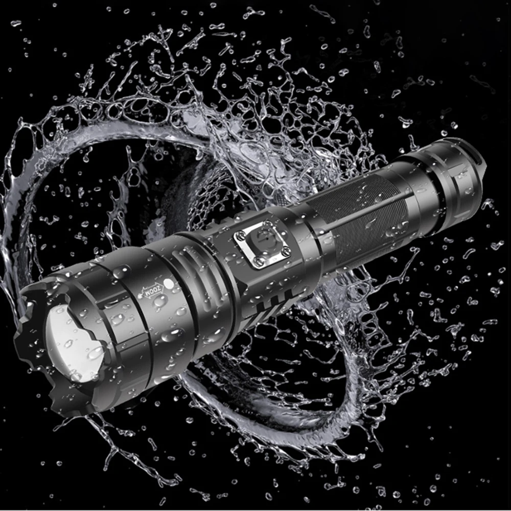 Super Bright XHP70.2 LED Flashlight Mechanical Zoom USB Rechargeable High Powerful Torch Waterproof 18650 Tactical Flash Light