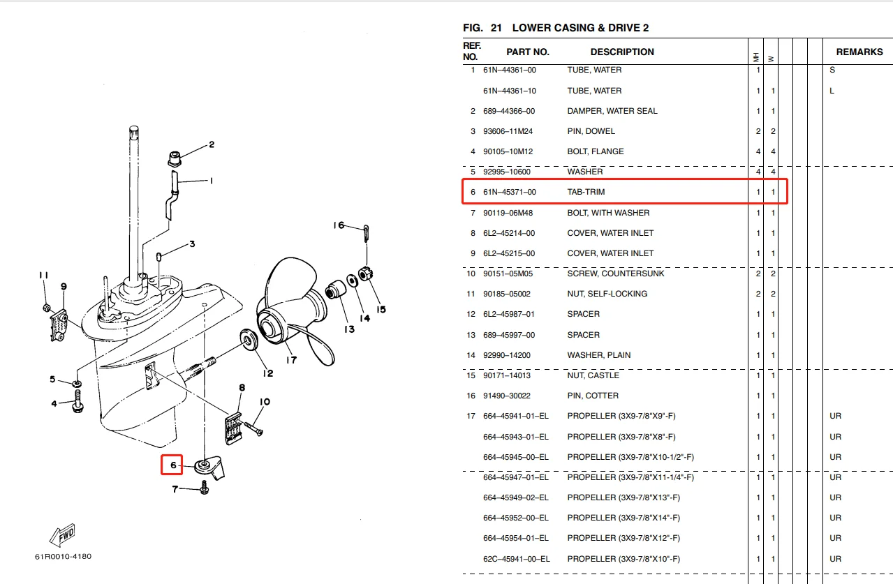 · Rivestimento della linguetta per Yamaha 2T 25HP 30HP motore fuoribordo anche per Parsun F25-04000021 Hidea Seapro HDX Hangkai