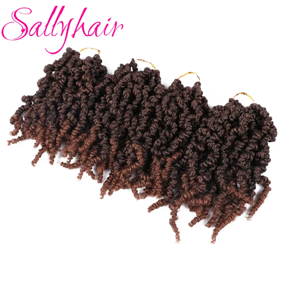 Sallyhair 15 Strands Spring Twist Pre-twisted Synthetic Hair 10 inch Passion Nubian Twist Crochet Hair Ombre Braiding Hair