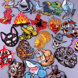 Patch di dinosauro Patch ricamata Punk per toppe di abbigliamento ferro su toppe sui vestiti adesivi fai da te con gancio e anello