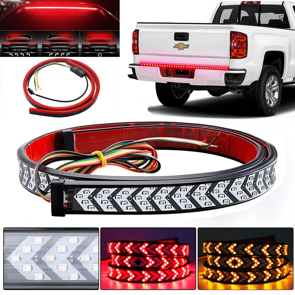 Rear Tailgate LED Light Strip Tail Light Assembly Exterior Parts RGB Neon Light Bar For Car Truck DRL Brake Turn Signal Lamp 12V