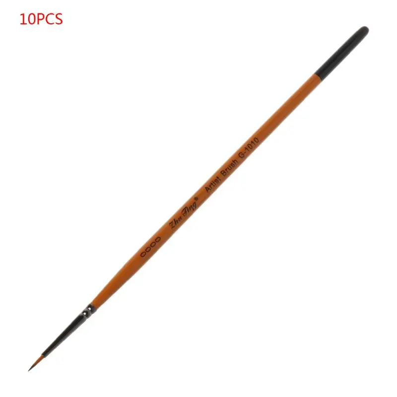 10pcs/set Fine Hand Detail Painted Thin Hook Line Pen Drawing Point Tip Nylon Brush Acrylic Painting Craft Art Supplies QX2B