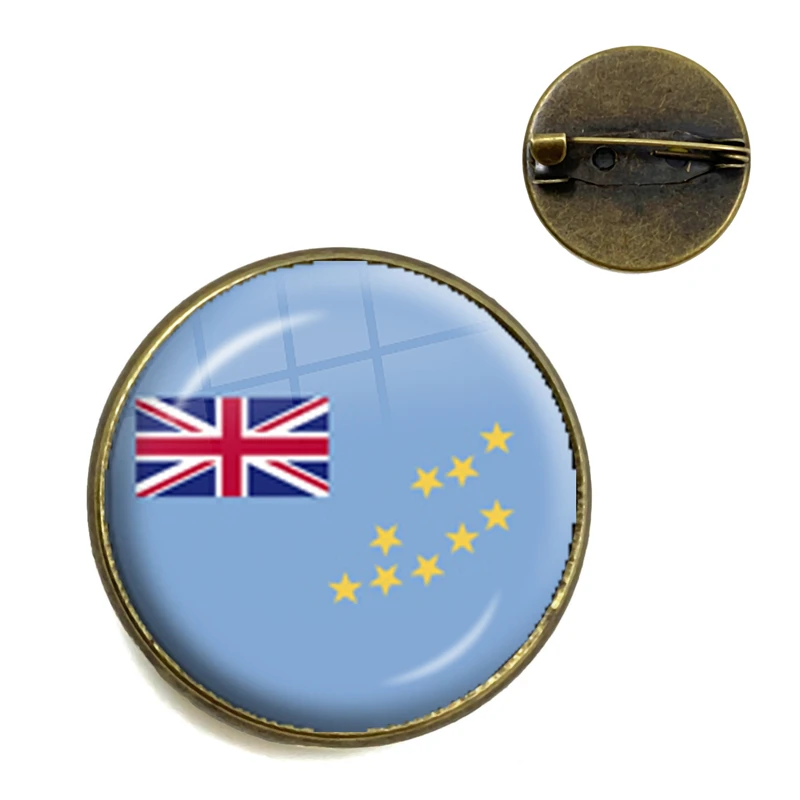 Solomon Islands,Vanuatu,Tuvalu,Fiji,Samoa,Kiribati,Tonga National Flag 20mm/25mm Glass Cabochon Brooches Pin Jewelry Gift