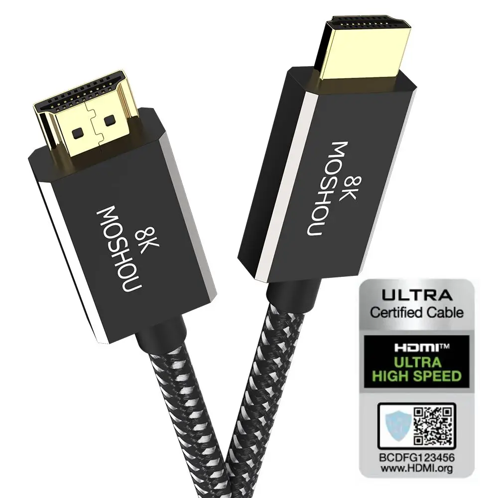 MOSHOU HDMI 2.1 kabel posrebrzane 48 gb/s 8K/60Hz 4K/120Hz łuk z Audio HDMI przewód HDR wzmacniacz konwerter PS5 projektorach