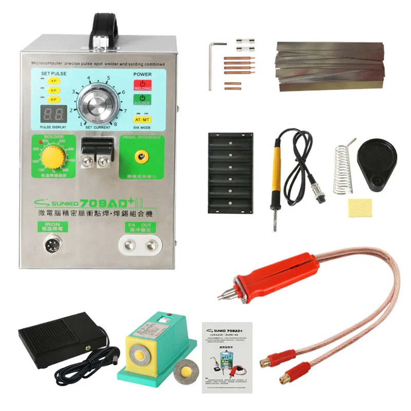 Sunkko 709AD + saldatrice a punti a batteria saldatrice automatica/manuale con saldatura per batteria al litio 18650 1.9 kw