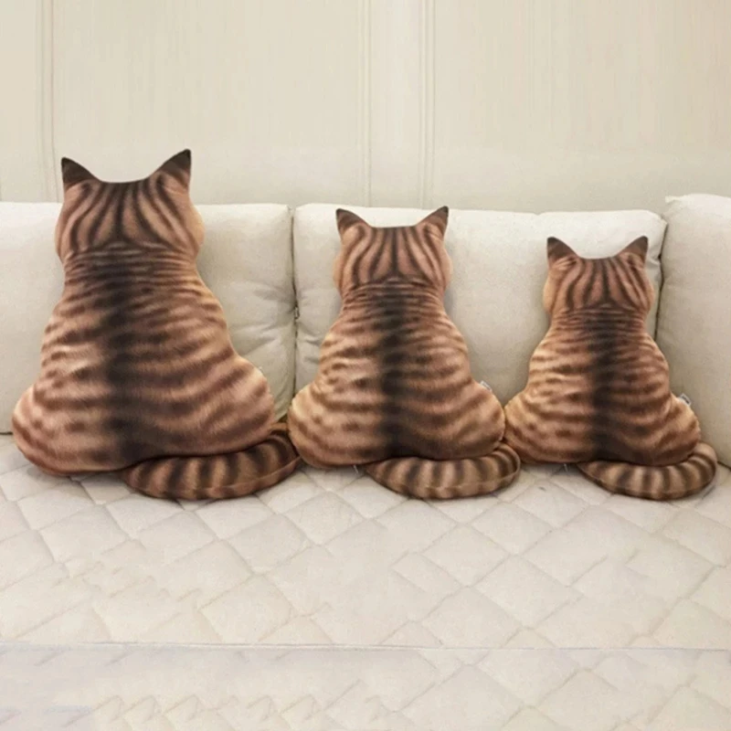 Striscia 3D a forma di gatto cuscini per divani cuscino ombra posteriore comodo cuscino per la casa cuscino riempito di animali bambini giocattoli