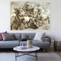 The battle of Anghiari by Leonardo da Vinci Canvas Oil Painting Famous Artwork Picture Wall Decor Home Living room Decoration