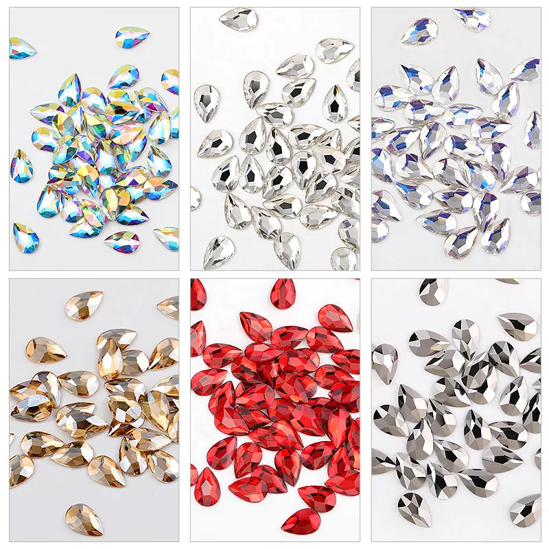 HNUIX 10 pc Glass Crystal Rhinestones 3D Large Water Drop Stones Nail Art Decoration Polishing Charm Design Accessories Jewelry