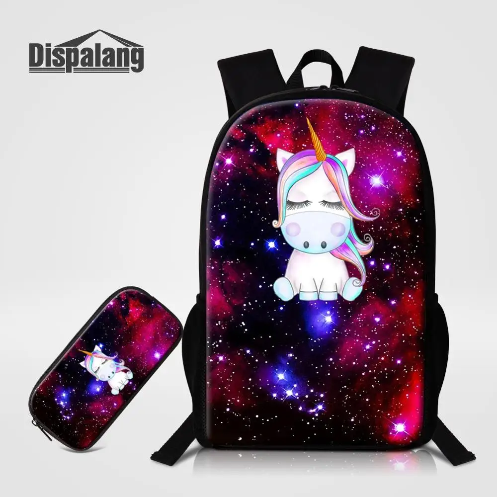 

New Large Schoolbag Unicorn Print Cute Student School Backpack With Pencil Case Custom Image High Quality Polyester Bookbag