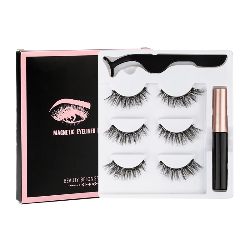 1/3/5/10คู่ขนตาปลอม Mink Eyelashes แม่เหล็กอายไลเนอร์ขนตาแม่เหล็ก Soft False Lashes ทำด้วยมือแต่งหน้าชุด