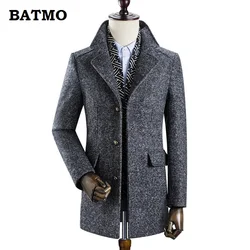 BATMO 2024 new arrival winter wool thick trench coat men,men's grey casual Overcoat,828