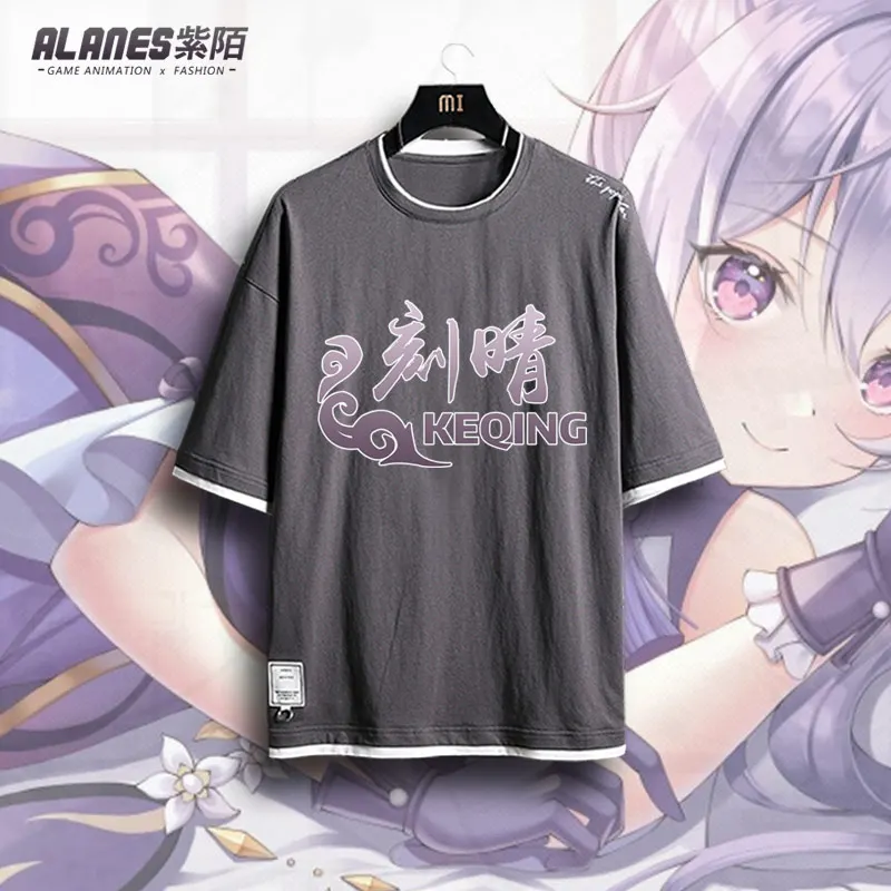 Male Xiao Genshin Impact Xiao Manga cosplay Short Sleeve Cotton Trendy T-shirt Japan Anime Game Tee Tops Oversized Clothes suits