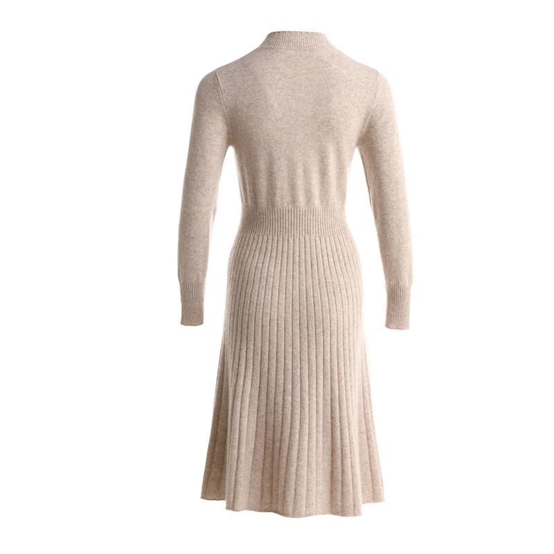 Women Dress 100% Goat Cashmere Knitted Pullover Winter New Fashion Long Dresses Ladies Pure Pashmina Knitwear 6Colors Girl Dress