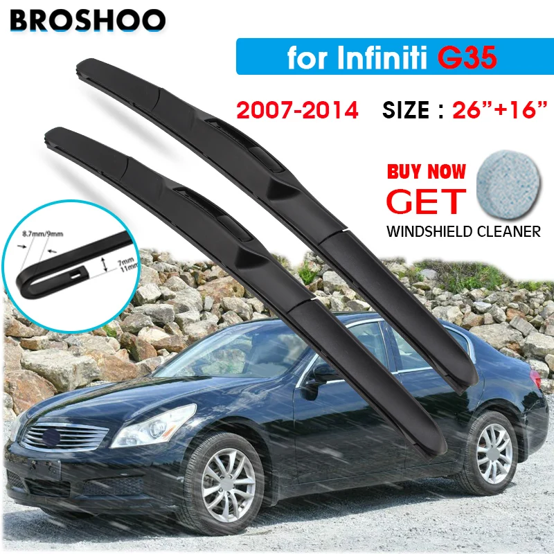 

Car Wiper Blade For Infiniti G35 26"+16" 2007-2014 Auto Windscreen Windshield Wipers Blades Window Wash Fit U Hook Arms