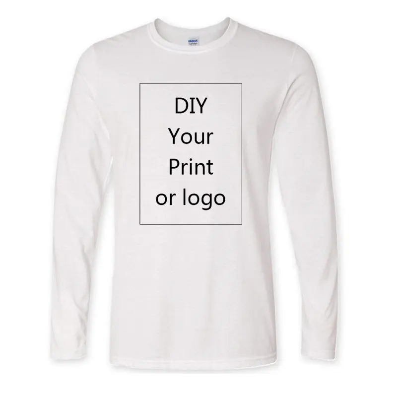 

New Arrival EU Size Cotton Long Sleeved O-Neck T Shirt Fashion 3D Printing T-Shirt Custom Your Exclusive Tshirt white Diy Tops