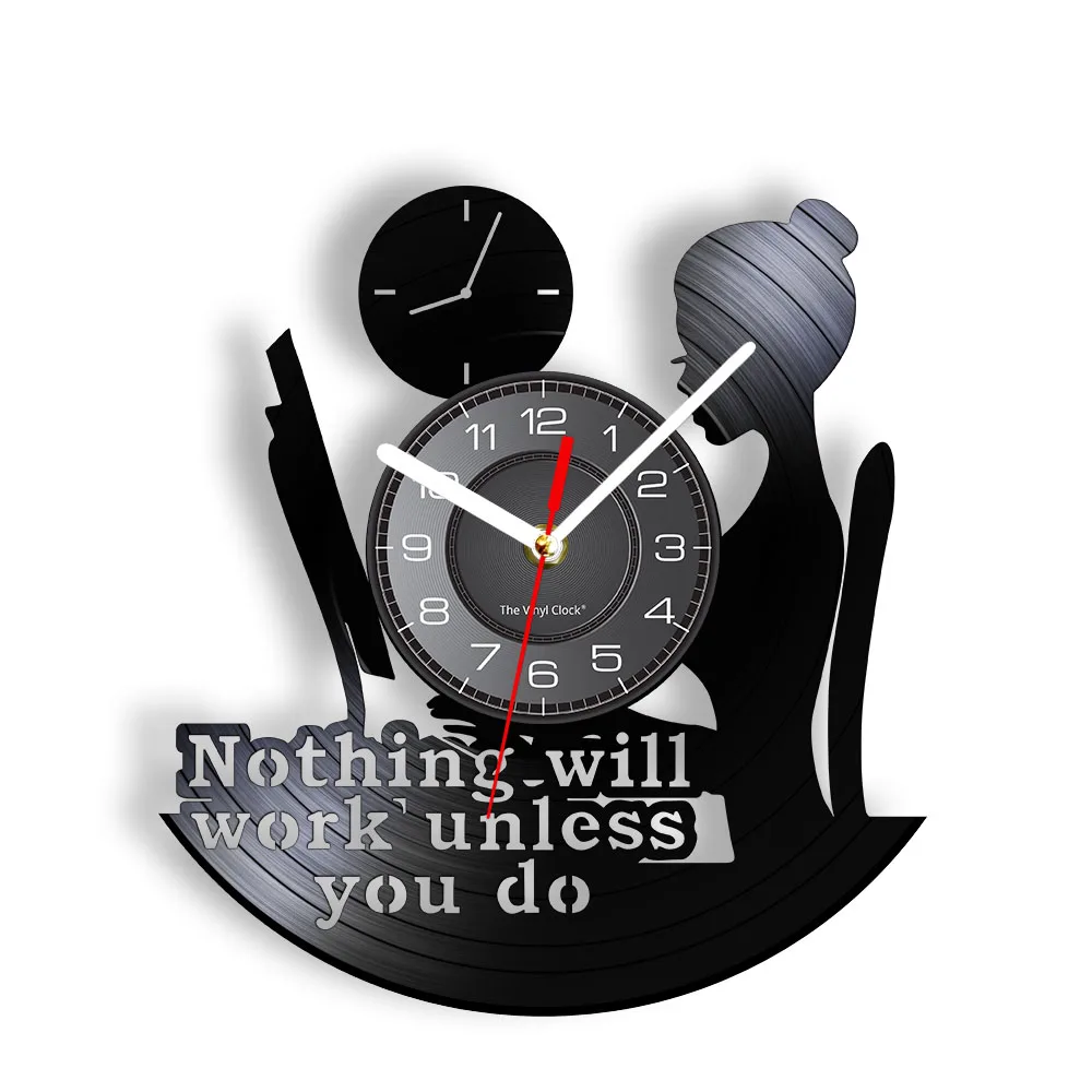 Nothing Will Work Unless You Do Maya Angelou Vinyl Record Wall Clock Inspirational Motivational Quotes Vintage Retro Music Gift