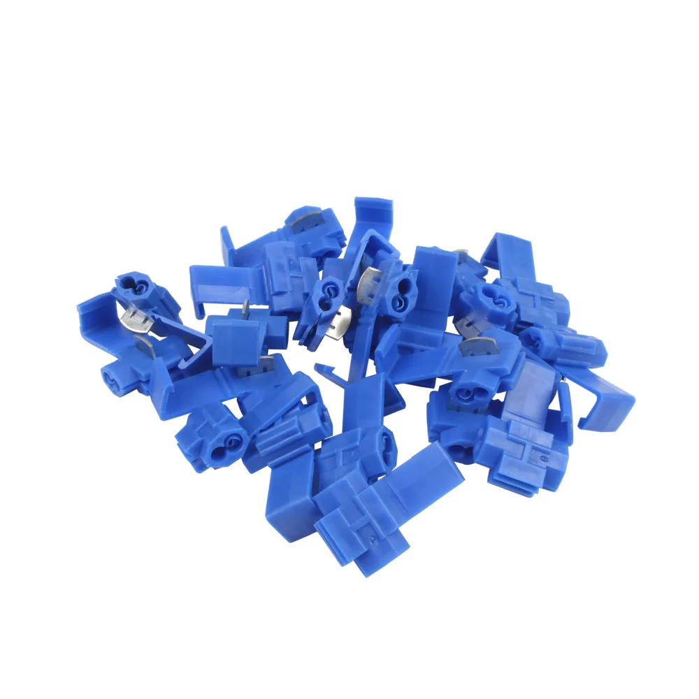 50Pcs Blue 0.75-2.5mm Crimp Terminals Electrical Cable Connectors Fast Quick Splice Lock 18-14 AWG Wire Terminals Crimp