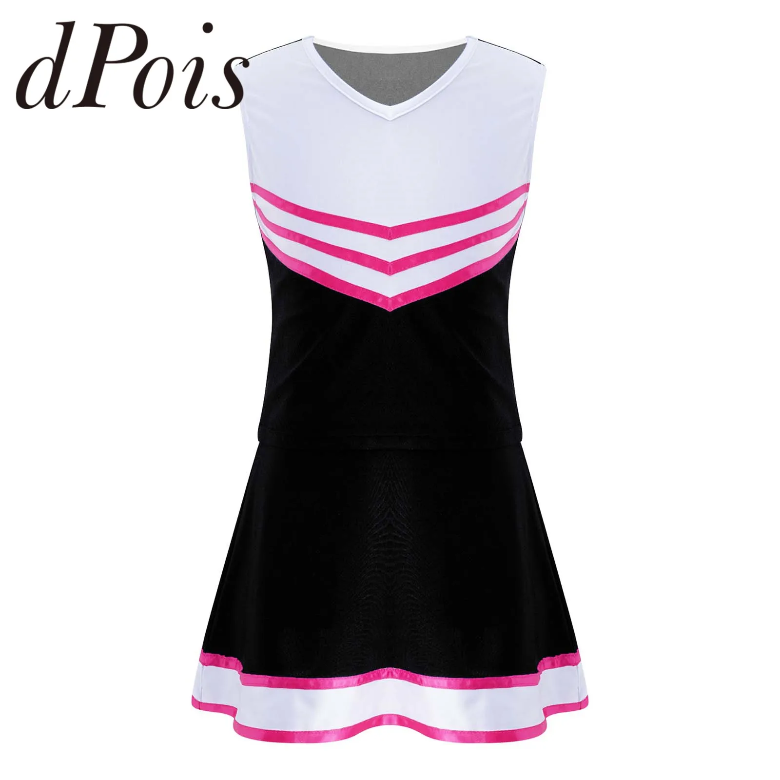 

Kids Cheerleading Uniforms Sets Tops + Pleated Mini Skirt Girls Dancewear for Dacning Competition Cosplay Cheerleading Costume