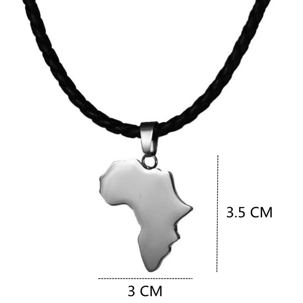 Africa map necklace africa pendant leather twist chain necklace Africa stainless steel africa  necklaces for women men