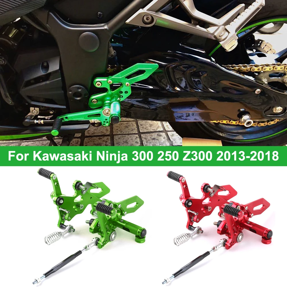 

For Kawasaki Ninja 300 Rearsets Adjustable Footrest Foot Rest Pegs Pedal NINJA 250 EX300 Z250 Z300 2013 2014 2015 2016 2017 2018