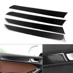 Car Interior Door Panel Cover Trim Sticker 4Pcs For Audi A4 B8 2009 2010 2011 2012 2013 2014 2015 2016 Carbon Fiber ABS Plastic