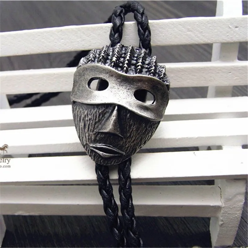 Bolo tie The latest retro shirt chain tribal masks Poirot led rope leather necklace Long tie hang