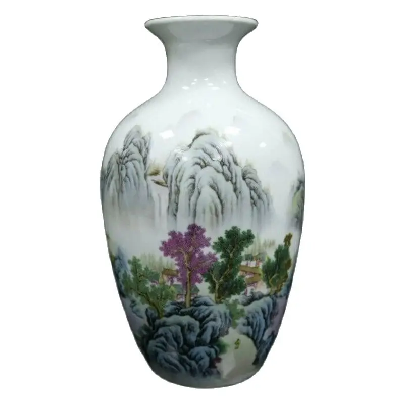 Chinese Old Porcelain Pastel Landscape  Pattern Vase