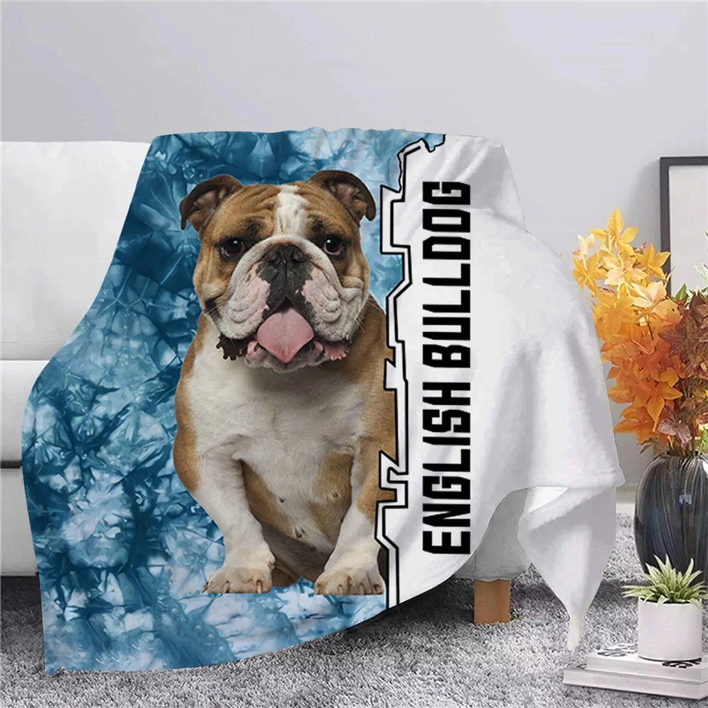 

CLOOCL Popular English Bulldog Flannel Blanket Print Blankets for Beds Bedding In Room Soft Blanket Bedspread Home Textile Decor