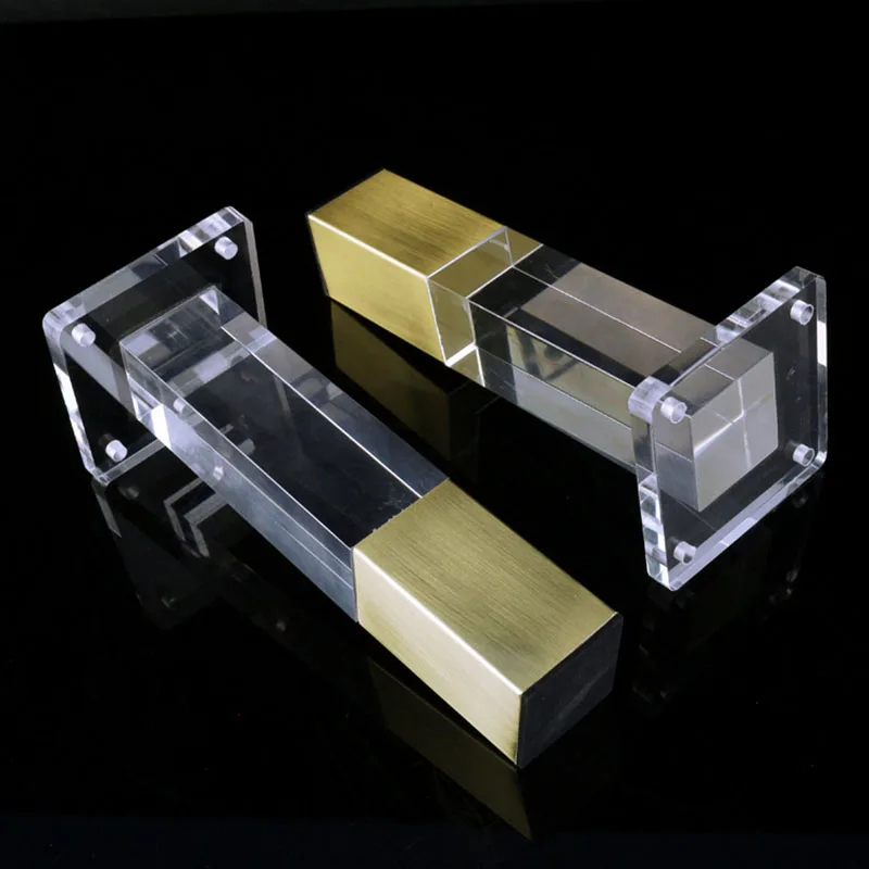 Square Transparent Acrylic Furniture Leg with gold cover Cabinet Dresser Wardrobe Foot Sofa Holder Modern Furniture Legs