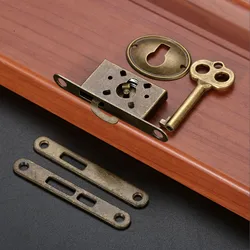 1Set Antique Furniture Counter Classical Compact Lock Retro Wooden Jewelry Decorative Box Lock Hardware Grass Sliding Door Lock