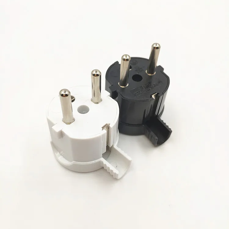 Black white 90 degree elbow connector 250v 10a 16a french Russia Korea Germany Thailand power cord wired cable plug