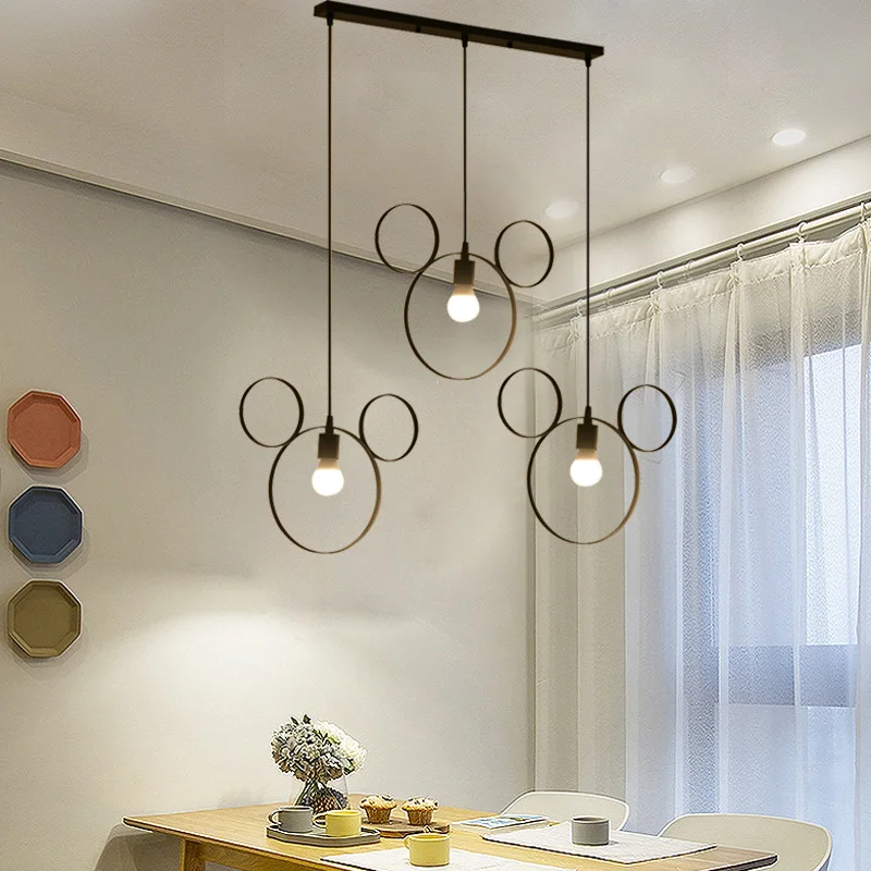 

Nordic Black / White Painted Iron Molecular Droplight With Round Long Ceiling Panel E27 LED 12W Living Room Pendant Light