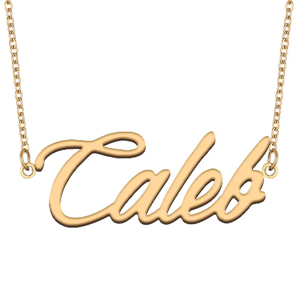 Caleb Name Necklace for Women Personalized Stainless Steel Jewelry Gold color Nameplate Pendant Femme Mothers Girlfriend Gift