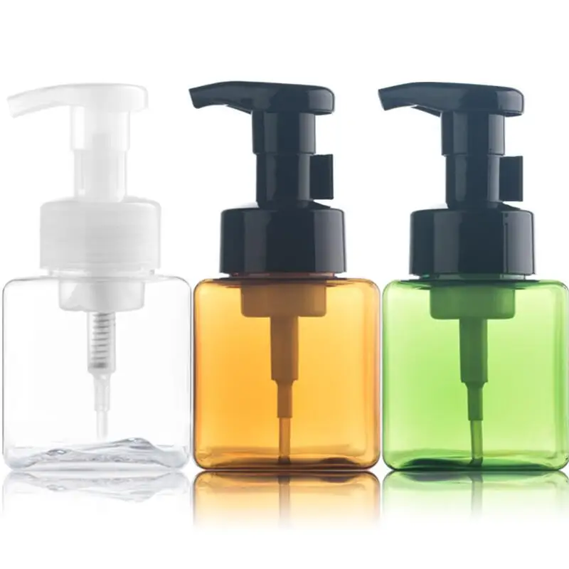 

250ML Plastic Soap Dispenser Bottle Square Shape Foaming Pump Bottles Soap Mousse Liquid Dispenser LX2452