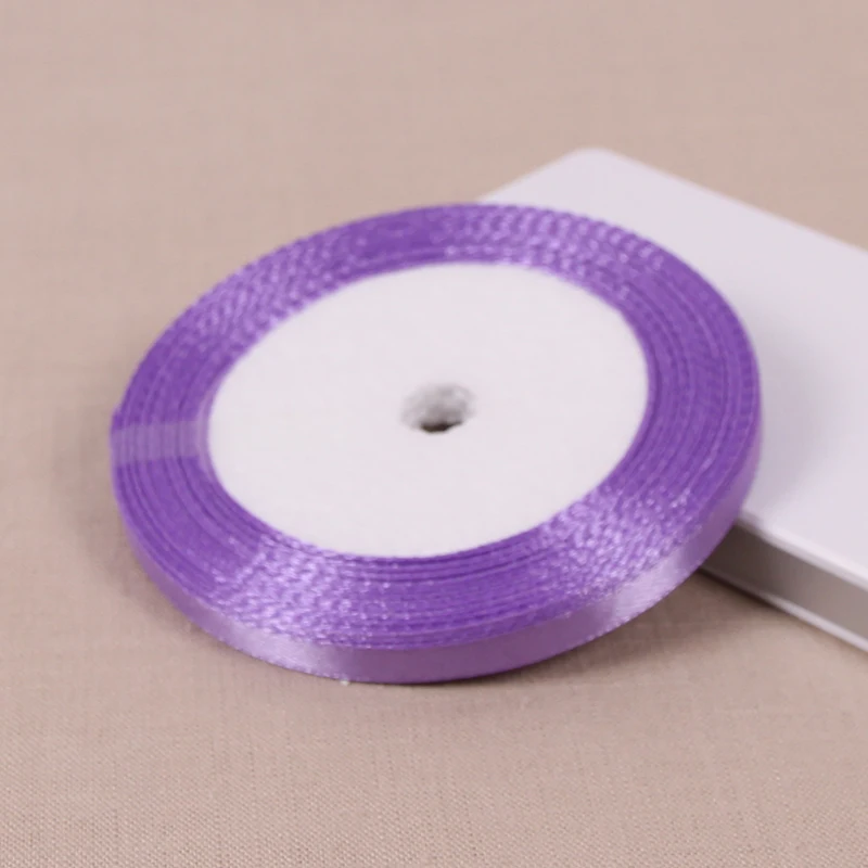 6mm 10mm 15mm 20mm 25mm 40mm 50mm (1Roll 25yds)Light purple Satin Ribbon Handmade Wedding Party Decoration Gift Ribbon