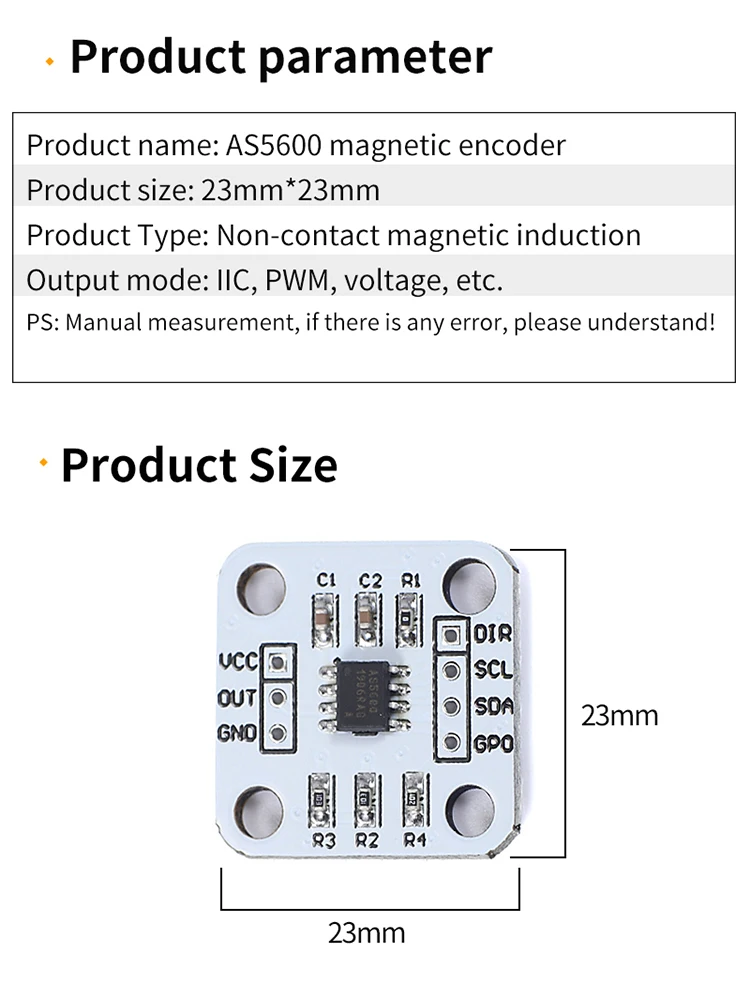5 Stück/1 Stück AS5600 Magnetisches Encoder-Modul TLE5012 MT6701 MT6816 MT6826S AK09911C 3144E Hall-Sensor Induktionssteuerung Türschalter – Detail 7