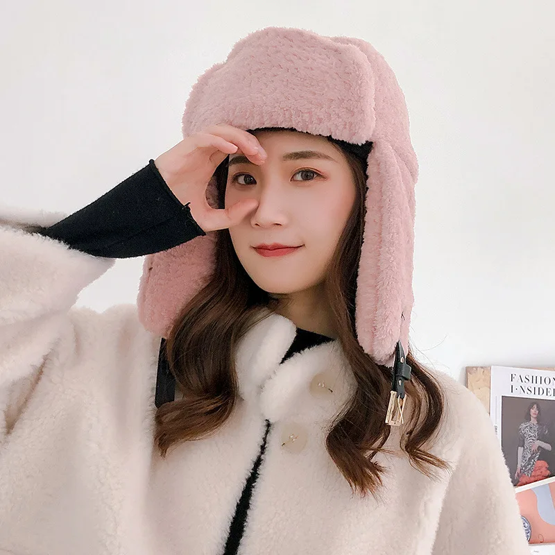 

New high quality women's warm Lei Feng hat fashion riding ear protection wind and cold proof Hat Plush thickened sheath head cap