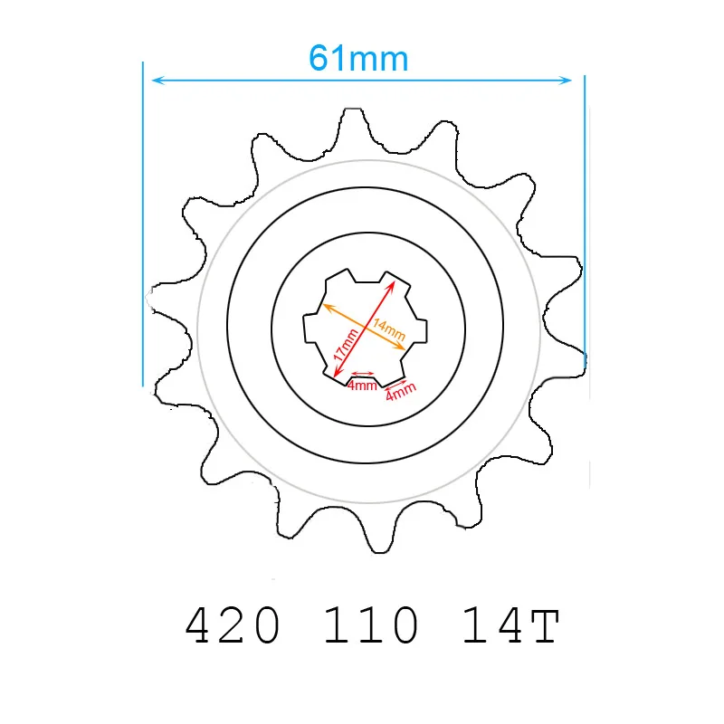 Pack of 2pcs Motorcycle 420 110 14T Fuel Saving Chain Sprocket For Honda Scooter 100cc 110cc