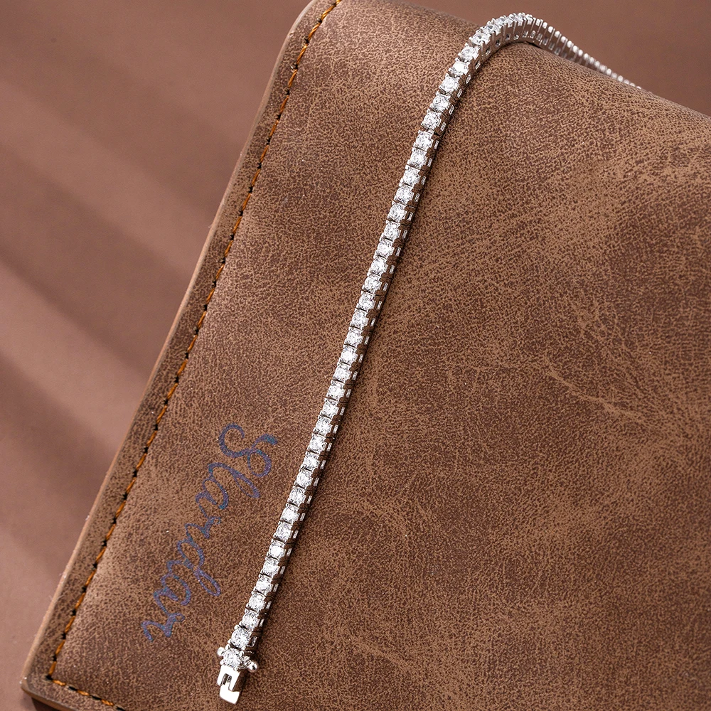 YLMyself سوار تنس من الفضة النقية عيار 925 كامل 2 مم مكعب زركونيا من الفضة الإسترليني 15/16/17/18 سم