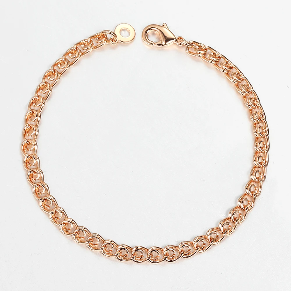 5mm Snail Wheat Link Chain Bracelets on hand for Women Girl 585 Rose Gold Color Bracelets Femme Couple Fashion Jewelry 20cm CB59