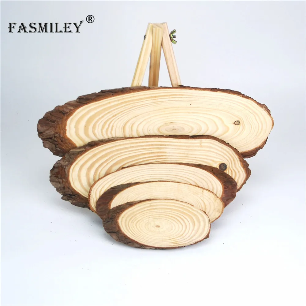 Small Natural Oval Wood Slices Circles Tree Bark Log Discs DIY Crafts Wedding Party Painting Decoration 10-30cm 1pcs wd05